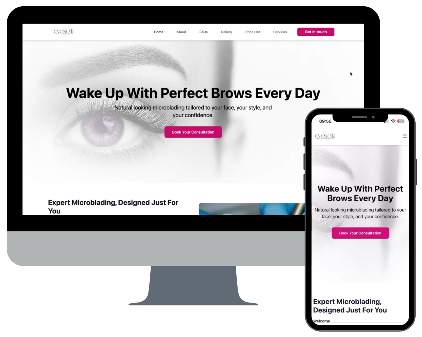 Example of a member business website on desktop and mobile